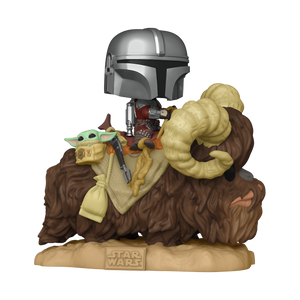Funko POP! Deluxe: The Mandalorian - Mandalorian on Bantha with Child in Bag up for pre-order!